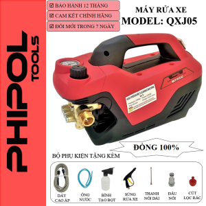 Máy rửa xe mini PHIPOL QXJ05 công suất thực 2300w tặng kèm nhiều phụ kiện lõi đồng siêu bền chỉnh áp
