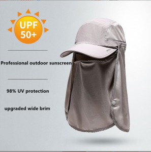 "SG SELLER" UV protection Sun Cap Fishing Hat Baseball Cap with Face Neck Cover Flap
