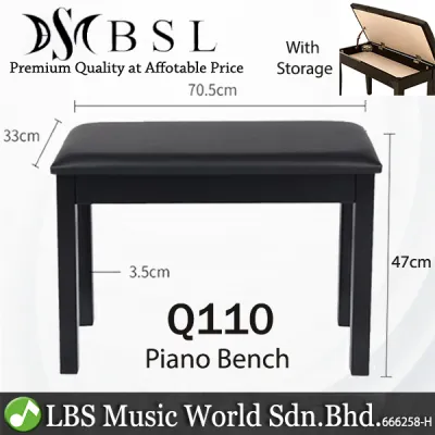 BSL Q110H Black Piano Bench Leather Padded Double Set Digital Keyboard With Storage Box (Q110 H)