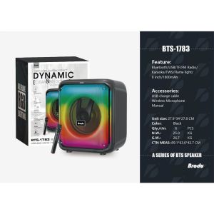Brodu BTS-1783 Rechargeable wireless Bluetooth Speaker with RGB Flame light and Free microphone Karaoke speaker