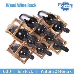 Wood Wine Racks 10 Bottles Capacity Foldable Free Standing Wooden Wine Rack Countertop Wine Racks