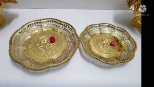 F1152 6 ชุด (ถาดทองเหลือง 10 นิ้ว) ตัวเสริมคล้ายดอกไม้ ถาดทองเหลือง ถาด6เหลี่ยม (คล้ายดอกไม้)