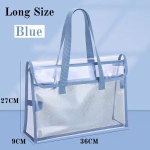 Portable Long Clear Bag Paper Organizers Waterproof PVC Transparent Handbag Large Capacity