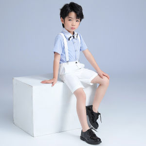 lontakids Boys Short Sleeve Stripe Shirt with Bowtie + Suspender Shorts Or Pants Toddler Kids Wedding Attire Party Dresswear Gentleman Clothes Set For 2-11 Years