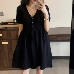 686 By Chic Button-down V-neck Combo Knitted Dress