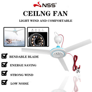 NSS Ceiling Fan DC 12V 15W 3-blade Ceiling Fan with Aligator Clip Silent Fan Contemporary Indoor Fan NS-F604