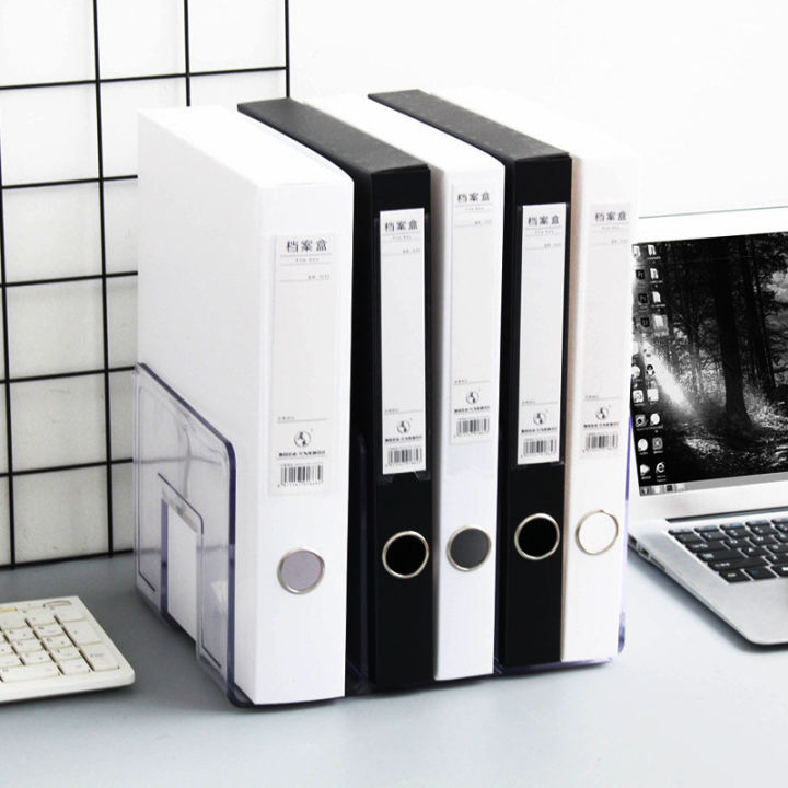 Black and white solid color plastic A4 size file box data box storage ...