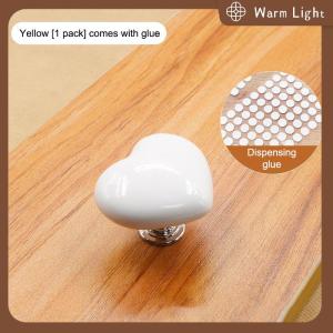 Warm Light 1 2ชิ้นที่มีสีสันรูปหัวใจปุ่มกดถังน้ำถังน้ำกดผู้ช่วยศิลปะเล็บมือจับลิ้นชักประตู