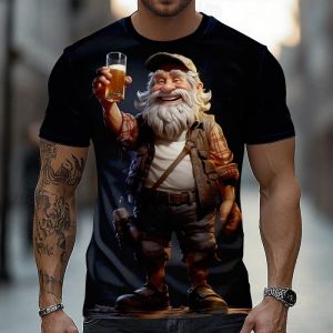 3D Printed Funny Old Man Wine Beer T Shirt For Men Casual Cartoon Cool Pattern T-Shirts Summer Fashion Short Sleeve Tees