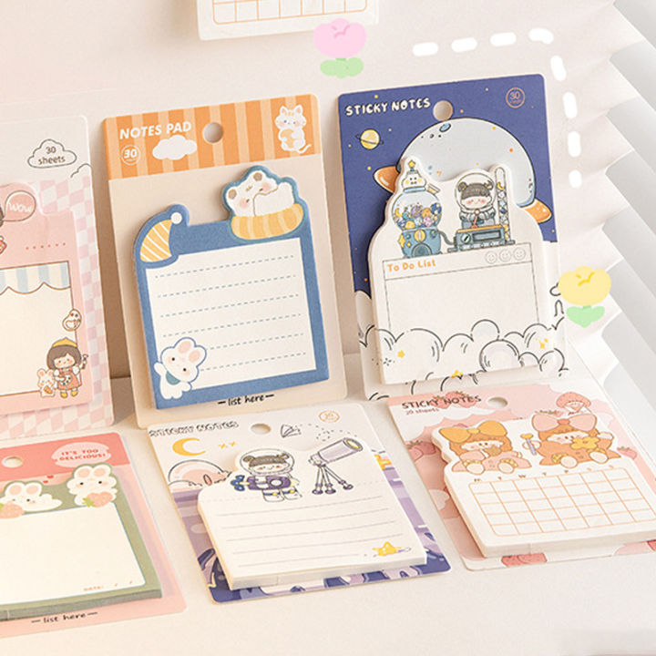 🔥chageey👍 30Sheets Cute Cartoon Animal Memo Sticky Sticky Notes Time ...