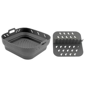 ZYJC Reusable Silicone Air Fryer Trays Foldable Round/Square Pot Oven Liner Multipurpose with Divider Pad Air Fryer Silicone Pot Air Fryer Accessories