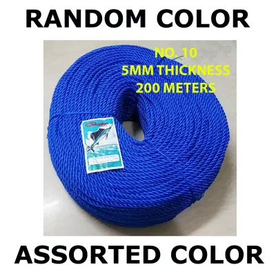 NYLON ROPE NO. 10 ( 5MM THK X 200 MTRS LONG ) TALI LUBID RAMDOM COLOR DEPENDE SA GAWA NG FACTORY