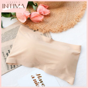 INTIMA Seamless Tube Bra Bralette Croptop for Women Korean Ice Silk Backless Strapless Removable Pads Tube Top Bra Stretchy Brallete Underwear Lingerie