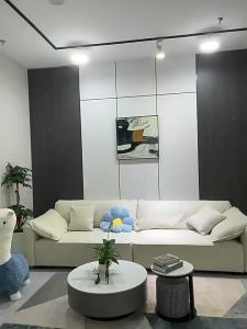 Fabric Sofa Elephant Ear Sofa Living Room Technology Flannel Small Apartment