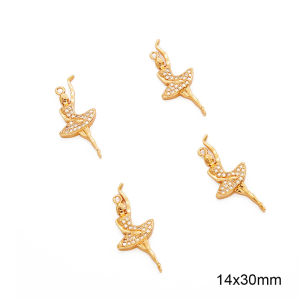 1PC Fashion Dancing Girl Charms Charm 18K Gold Plated Brass Charm Pendant With Zircon Stone For DIY Necklace Earring Jewelry Making