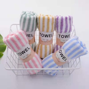 Microfiber Face Towel stripe design Plain color towel High Quality Absorbent Dry Hair hand Towel  COD