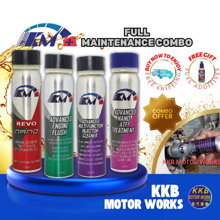 Full Set Maintenance / 4 in 1 KM+ Engine Flush Injector Cleaner Revo