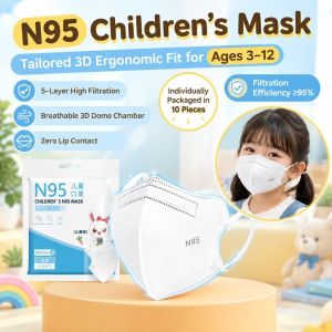 KN95 Kids Dust Mask 5Ply N95 Children Face Masks Protective Masks Reusable Unobstructed Breathing Facemask 3D Masks