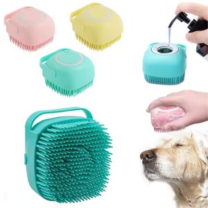 Pet Dog Brush Shampoo Dispenser 2-in-1 Cat Massage Comb Grooming Tool for Pet Bathing Supplies