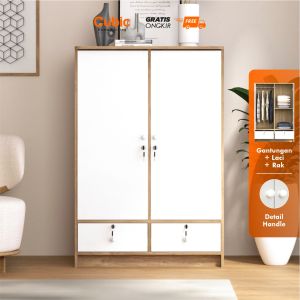 Cubic Lemari Pakaian 3 Pintu / Lemari Baju Laci / LUNA BLR 130 MD
