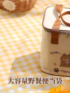 Japanese Style Insulated Lunch Bag Large Capacity Thickened Thermal Handbag for Student Adults