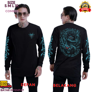 (COD) Baju Kaos Pria Distro DRAGON HIJAU Lengan Panjang Bahan Cotton / Kaos Trendy / Baju Distro Pria / Kaos Sablon Menyala / Kaos Distro Pria Keren / Kaos Distro Bandung / Kaos Anime Distro / Kaos Jepang / Kaos Distro / Fox Distro