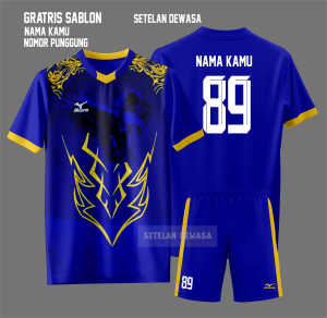 Gratis sablon setalan Jersey Futsal Dewasa /Bola /cowo cewe/setelan Badminton