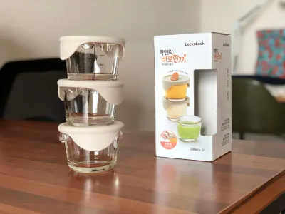 [LocknLock Original] Baby Glass Food Container 230ml (Round / square) Set of 3