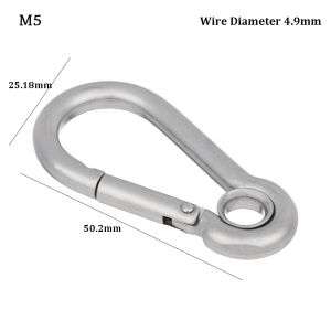 NALANILI có lỗ Khóa vòng nối nhanh lò xo M4~M10 Thép không gỉ 304 Bộ dụng cụ du lịch móc an toàn Chất lượng cao Dụng cụ leo núi ngoài trời Carabiner Thiết bị cắm trại