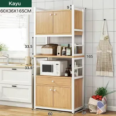 E-TIFE Rak Dapur /Lemari Dapur Dengan Pintu/ Rak Penyimpanan /Microwave Oven Rak /Multi-Lapisan Lemari Piring Lantai Berdiri Rak