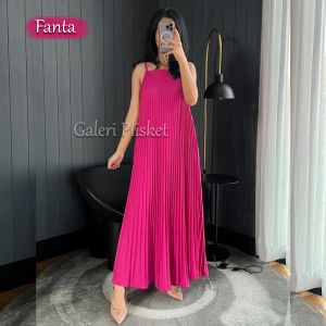 Inner panjang tanpa lengan/long dres maxi tanpa lengan/inner plisket hyget premium