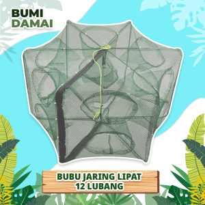 Bumi Damai Bubu Perangkap Ikan 12 Lubang Jebakan Jaring Jala Prangkap Lipat Udang Kepiting Sungai Danau Laut Alat Pancing Fish Trap Net
