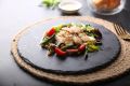 หินรองอเนกประสงค์ แผ่นหินวางอาหาร แผ่นหินเสิร์ฟอาหาร สีดำ Natural Slate Plate. 