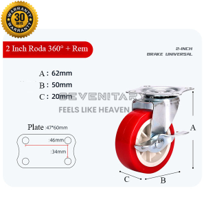 Roda PVC 1 s/d 3 Inch (Mati-Hidup-Rem) Kastor Roda Troli Nylon Furniture Etalase Troly - S10008561