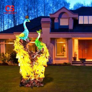 Đèn Chim Công Phát Sáng Trang Trí Sân Vườn Tượng Đôi Công Nghệ Thuật Sang Trọng