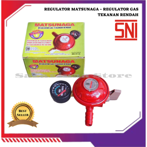 REGULATOR GAS LPG MATSUNAGA SET SELANG PERSONALUX SERAT BAJA 1000 PSI FREE KLEM