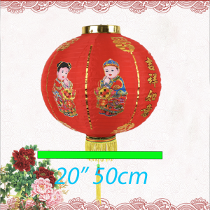 2pcs Lampion Imlek Gambar Anak Kongsi Cowok Cewek Lampion Kain Hadiah Tahun Baru China 20-24 Inch