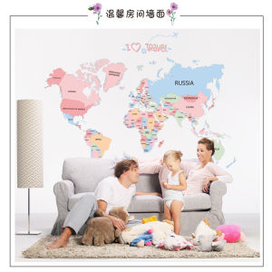 LZD  Colored English Letters World Map Wall Stickers Office Living Room and Bedroom Background Wall Stickers ABC1055