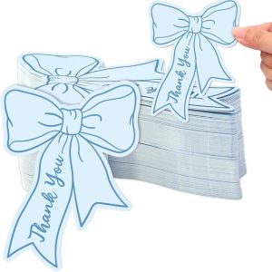 FLYING 100pcs Pink Bow Thank You Cards 2.5x3.5 Inch Paper Bowknot Cards Creative DIY Crafts Packaging Decoration Tags Festive Party Supplies