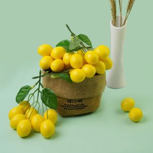 HUNIU Handmade Artificial Lemons String Foam DIY Faux Lemon Fake Yellow Lemon Lifelike Simulation Lemon Branches Home Table Party Decor