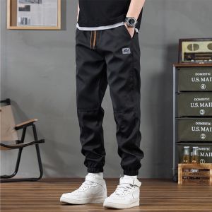 #054#L-5XL#กางเกงขายาวผู้ชายผ้าคอตตอนทรงขาจั้มงานปักสวยๆกางเกงแฟชั่นไตล์เกาหลีเอวยางยืดใส่สบาย