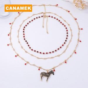 【CANAMEK】 Personalized Zebra Pendant Necklace Vintage Metal Trend Jewelry Zebra Earrings For Women