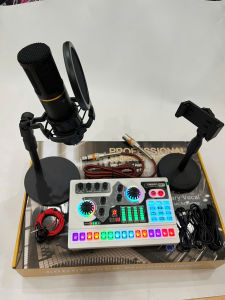 Bộ hãng kết hợp sound card X5 micro zansong chính hãng kết hợp sẵn cho khách 1 hộp đầy đủ dây kết nối và tai nghe giá đỡ