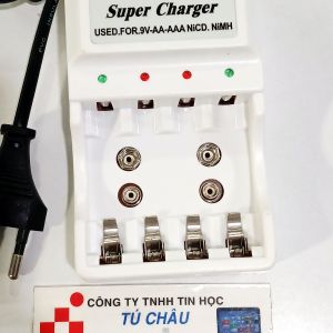 Bộ sạc Pin AA AAA 9V Super Charger cho các loại Pin chất liệu: NiCD MiMH