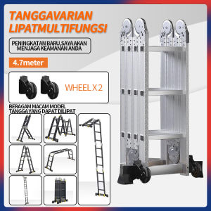 Tangga Teleskopik Multifungsi / Paduan Aluminium Tangga Lipat  Teleskopik