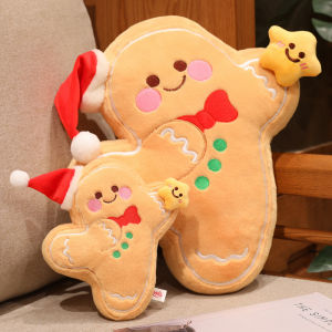 JOJO CASTLE 2025 Merry Christmas  Cute Gingerbread Man Doll  with Star Stuffed Baby Appease Doll Biscuits Man Pillow Mickey Mouse Style Anime Plush Reindeer for Kids Gift Christmas Gift 圣诞礼物