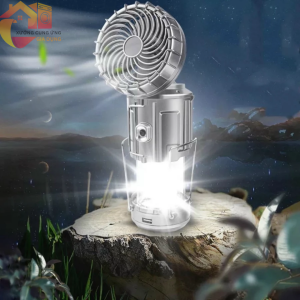 Đèn năng lượng mặt trời 3 in 1 tích hợp quạt tiện dụng đèn LED chiếu sáng dùng ngoài trời