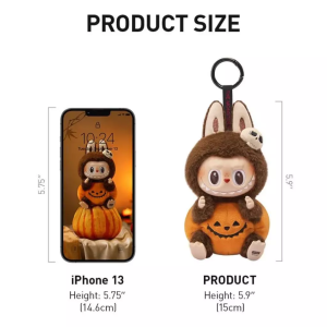 ≮1009≯Labubu Halloween Limited Vinyl Face Sitting Pumpkin Plush Doll Pendant Gift Keychain