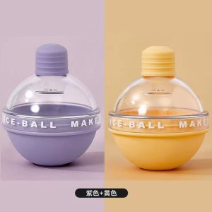 【2/4Pcs】Whiskey Macaron Color Series Silicone and ABS Light Bulb Shape Round Ice Ball Mold Maker Ice Large Spherical Frozen Ice Cube