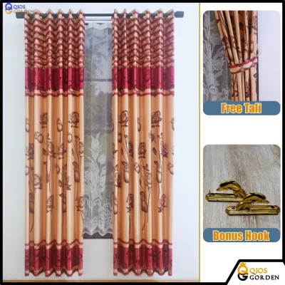 Gorden Jendela Ruang Tamu Mewah Bahan Blackout Tebal Dan Halus Tinggi 230 cm Smokering